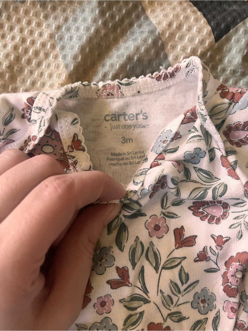 Carter's White Floral Short-Sleeve Pajama Set with Dusty Pink Flowers - Picture 2 of 2